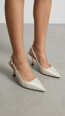 Frida | Jacquard Slingback Pumps – Pointed Toe Stiletto Evening Shoes
