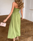 Genesis | Strapless A Line Midi Dress – Sweetheart Neck Sleeveless Wedding Guest