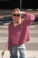 Georgia | Striped Oversized Top – Crew Neck Wide Sleeve Everyday Wear