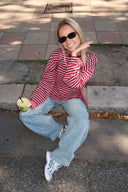 Georgia | Striped Oversized Top – Crew Neck Wide Sleeve Everyday Wear