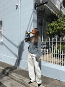 Georgia | Striped Oversized Top – Crew Neck Wide Sleeve Everyday Wear