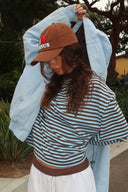 Georgia | Striped Oversized Top – Crew Neck Wide Sleeve Everyday Wear