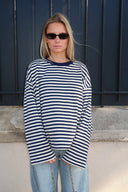 Georgia | Striped Oversized Top – Crew Neck Wide Sleeve Everyday Wear
