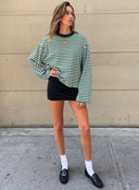 Georgia | Striped Oversized Top – Crew Neck Wide Sleeve Everyday Wear