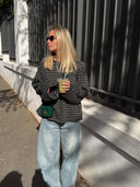 Georgia | Striped Oversized Top – Crew Neck Wide Sleeve Everyday Wear