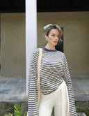 Georgia | Striped Oversized Top – Crew Neck Wide Sleeve Everyday Wear