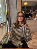 Georgia | Striped Oversized Top – Crew Neck Wide Sleeve Everyday Wear