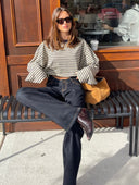 Georgia | Striped Oversized Top – Crew Neck Wide Sleeve Everyday Wear