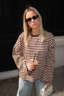 Georgia | Striped Oversized Top – Crew Neck Wide Sleeve Everyday Wear