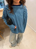 Georgia | Striped Oversized Top – Crew Neck Wide Sleeve Everyday Wear