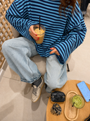 Georgia | Striped Oversized Top – Crew Neck Wide Sleeve Everyday Wear