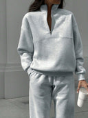 Georgina | Two Piece Sweat Set – Casual Half Zip Long Sleeve Jogger Pants