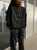 Georgina | Two Piece Sweat Set – Casual Half Zip Long Sleeve Jogger Pants
