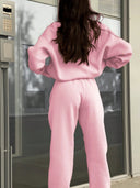 Georgina | Two Piece Sweat Set – Casual Half Zip Long Sleeve Jogger Pants