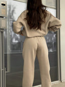 Georgina | Two Piece Sweat Set – Casual Half Zip Long Sleeve Jogger Pants