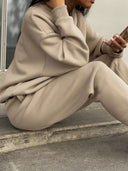 Georgina | Two Piece Sweat Set – Casual Half Zip Long Sleeve Jogger Pants