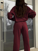 Georgina | Two Piece Sweat Set – Casual Half Zip Long Sleeve Jogger Pants