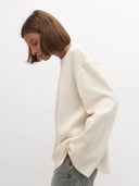 Giselle | Open Back Sweater – Deep Scoop Strap Long Sleeve Loose Knit