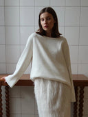 Giselle | Open Back Sweater – Deep Scoop Strap Long Sleeve Loose Knit