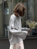 Giselle | Open Back Sweater – Deep Scoop Strap Long Sleeve Loose Knit