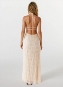 Greta | Halter Neck Ruched Maxi – Sleeveless Tiered Ruffle Summer Holiday Dress