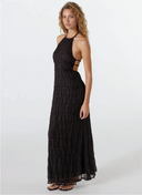 Greta | Halter Neck Ruched Maxi – Sleeveless Tiered Ruffle Summer Holiday Dress