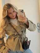 Gwyneth | Classic Trench Jacket – Belted High Neck Double Breasted Casual Wear