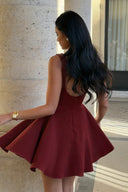 Hadassah | Sleeveless Mini Dress – Party Crew Neck Pleated Flared Skirt