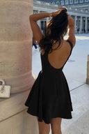 Hadassah | Sleeveless Mini Dress – Party Crew Neck Pleated Flared Skirt
