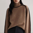 Hartley | Color Block Turtleneck Sweater – Ribbed Neck Long Sleeve Trim