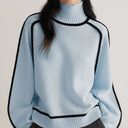 Hartley | Color Block Turtleneck Sweater – Ribbed Neck Long Sleeve Trim