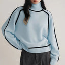 Hartley | Color Block Turtleneck Sweater – Ribbed Neck Long Sleeve Trim