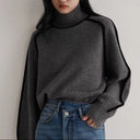 Hartley | Color Block Turtleneck Sweater – Ribbed Neck Long Sleeve Trim