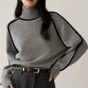 Hartley | Color Block Turtleneck Sweater – Ribbed Neck Long Sleeve Trim