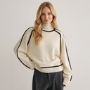 Hartley | Color Block Turtleneck Sweater – Ribbed Neck Long Sleeve Trim