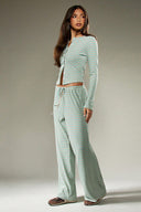 Hattie | Striped Two Piece Set – Button Front Long Sleeve Wide Leg Pants