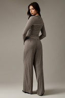 Hattie | Striped Two Piece Set – Button Front Long Sleeve Wide Leg Pants