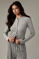 Hattie | Striped Two Piece Set – Button Front Long Sleeve Wide Leg Pants