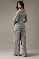 Hattie | Striped Two Piece Set – Button Front Long Sleeve Wide Leg Pants