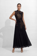 Haven | Floral Lace Maxi Dress – Wedding Guest Mock Neck Sleeveless