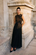Haven | Floral Lace Maxi Dress – Wedding Guest Mock Neck Sleeveless