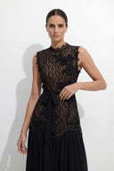 Haven | Floral Lace Maxi Dress – Wedding Guest Mock Neck Sleeveless