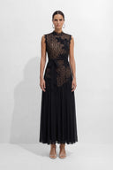 Haven | Floral Lace Maxi Dress – Wedding Guest Mock Neck Sleeveless
