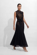 Haven | Floral Lace Maxi Dress – Wedding Guest Mock Neck Sleeveless