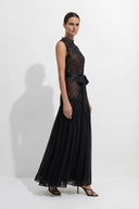 Haven | Floral Lace Maxi Dress – Wedding Guest Mock Neck Sleeveless