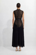 Haven | Floral Lace Maxi Dress – Wedding Guest Mock Neck Sleeveless