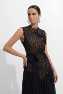 Haven | Floral Lace Maxi Dress – Wedding Guest Mock Neck Sleeveless
