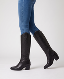 Heloise | Western Knee High Boots – Winter Pointed Toe Stitched Block Heel