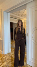 Hollis | Ribbed Knit Two Piece Set – Lounge Button Front Wide Leg Pants