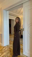 Hollis | Ribbed Knit Two Piece Set – Lounge Button Front Wide Leg Pants